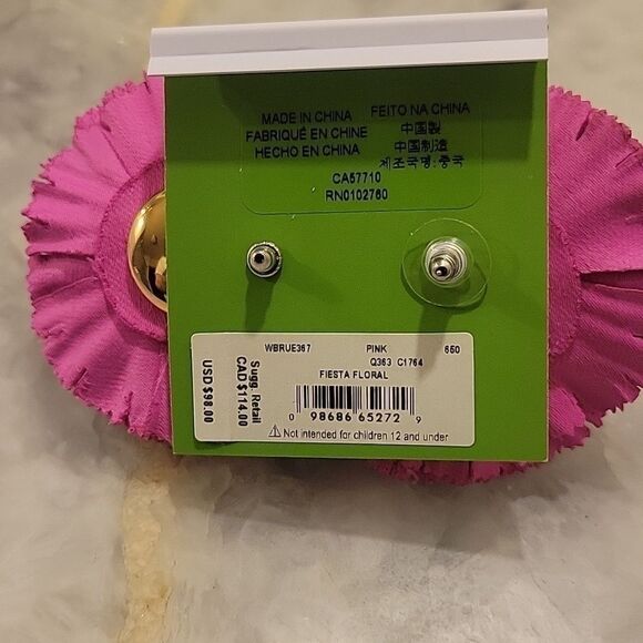 NWT Kate Spade RARE Pink Carnation Flower Fiesta Pom Rosette Large Earrings NEW - Picture 5 of 6